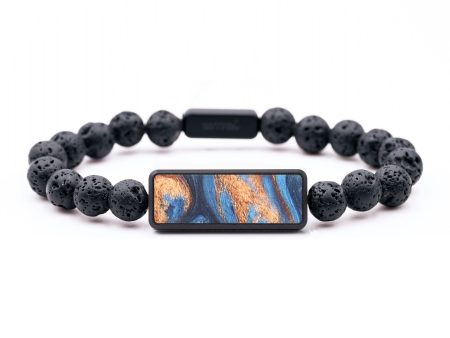 Lava Bead ResinArt Bracelet - Gideon (Teal & Gold, 675358) For Sale