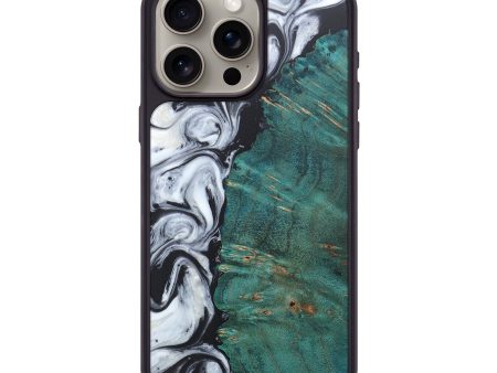 iPhone 15 Pro Max Wood+Resin Phone Case - Arlene (Black & White, 676352) on Sale