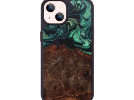 iPhone 14 Wood+Resin Phone Case - Frankie (Green, 675947) on Sale