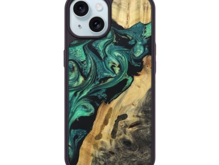 iPhone 15 Wood+Resin Phone Case - Agnes (Green, 675958) Hot on Sale