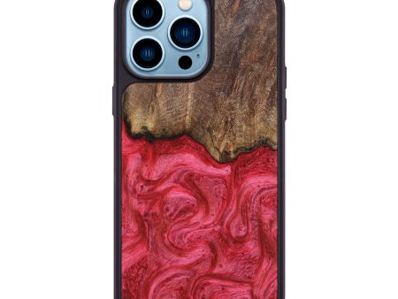 iPhone 14 Pro Max Wood+Resin Phone Case - Carl (Red, 676080) For Sale