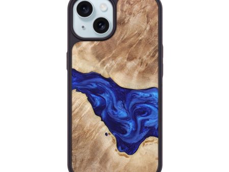 iPhone 15 Wood+Resin Phone Case - Harrison (Blue, 676711) For Discount