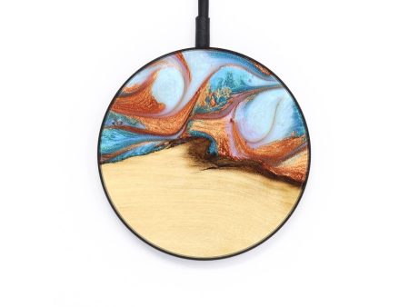 Circle Wood+Resin Wireless Charger - Ava (Teal & Gold, 677092) Cheap