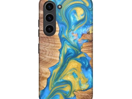 Galaxy S23 Wood+Resin Live Edge Phone Case - Ismael (Teal & Gold, 676389) Online