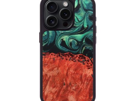 iPhone 15 Pro Wood+Resin Phone Case - Ada (Green, 675982) For Cheap