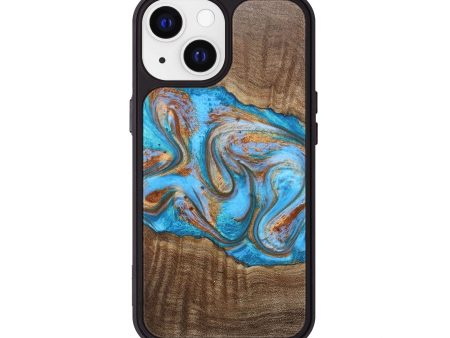 iPhone 13 Wood+Resin Phone Case - River (Teal & Gold, 676009) Online Hot Sale