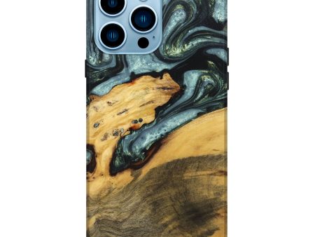 iPhone 14 Pro Max Wood+Resin Live Edge Phone Case - Gwen (Green, 674723) Cheap