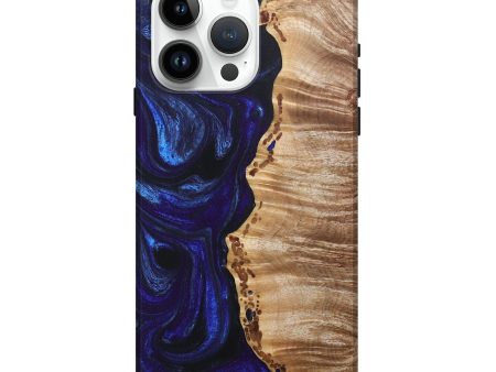 iPhone 15 Pro Max Wood+Resin Live Edge Phone Case - Andy (Blue, 676044) Online Sale