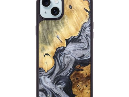 iPhone 15 Plus Wood+Resin Phone Case - Darrell (Black & White, 676379) Cheap