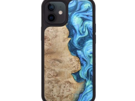 iPhone 12 Wood+Resin Phone Case - Deborah (Blue, 675927) Fashion