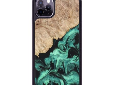 iPhone 11 Pro Max Wood+Resin Phone Case - Darren (Green, 675956) For Cheap