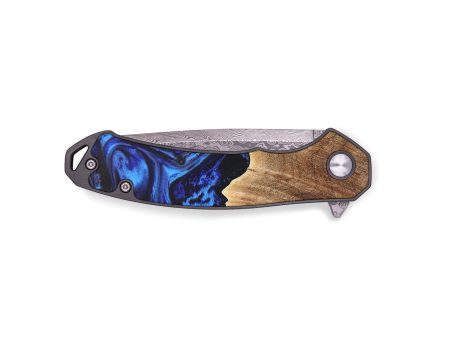 EDC Wood+Resin Pocket Knife - Braelynn (Blue, 676994) Online Hot Sale