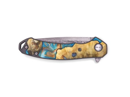 EDC Wood+Resin Pocket Knife - Adonis (Teal & Gold, 676939) Online Hot Sale