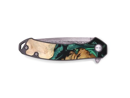 EDC Wood+Resin Pocket Knife - Darrell (Green, 676971) on Sale