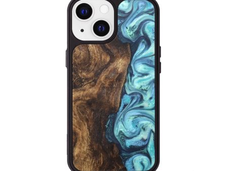 iPhone 13 Wood+Resin Phone Case - Zane (Blue, 674197) Cheap