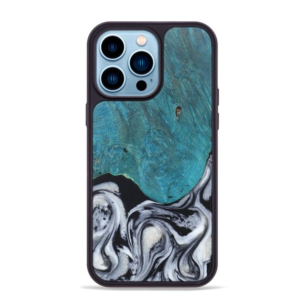 iPhone 14 Pro Max Wood+Resin Phone Case - Kevin (Black & White, 676358) Online