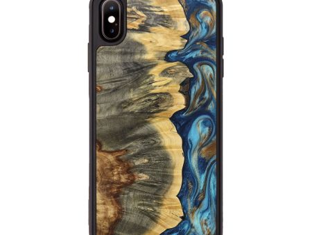 iPhone Xs Max Wood+Resin Phone Case - Ronan (Teal & Gold, 676686) Online