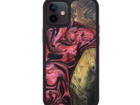 iPhone 12 Wood+Resin Phone Case - Abigail (Red, 676239) For Cheap