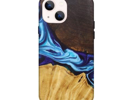 iPhone 14 Wood+Resin Live Edge Phone Case - Xander (Blue, 676423) Online Sale