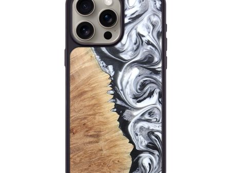 iPhone 15 Pro Max Wood+Resin Phone Case - Abby (Black & White, 673425) Online now