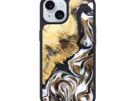 iPhone 15 Wood+Resin Phone Case - Jasmine (Black & White, 675066) Supply