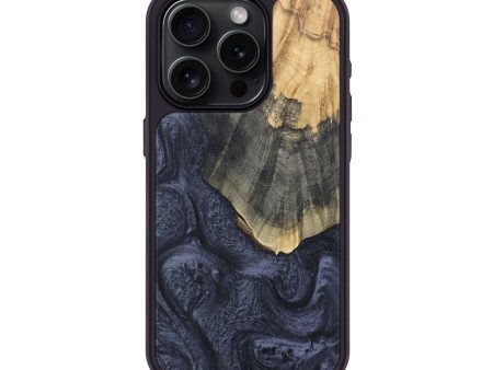 iPhone 15 Pro Wood+Resin Phone Case - Anita (Pure Black, 676328) Cheap