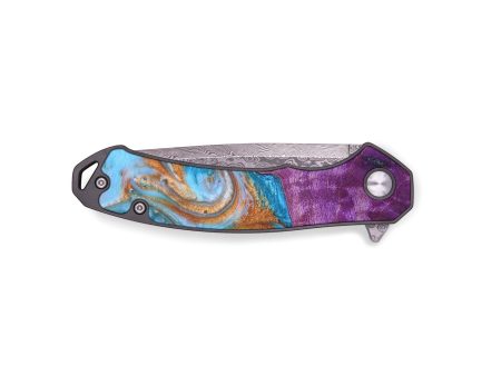 EDC Wood+Resin Pocket Knife - Gerard (Teal & Gold, 676943) For Cheap