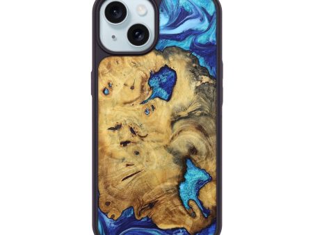 iPhone 15 Wood+Resin Phone Case - Gideon (Blue, 676718) Hot on Sale