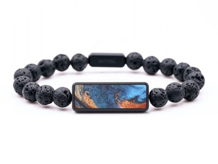 Lava Bead ResinArt Bracelet - Diane (Teal & Gold, 675371) Online