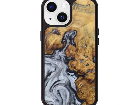 iPhone 13 Wood+Resin Phone Case - Briella (Black & White, 676384) For Cheap