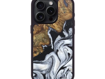 iPhone 15 Pro Wood+Resin Phone Case - Trinity (Black & White, 676363) Online Sale