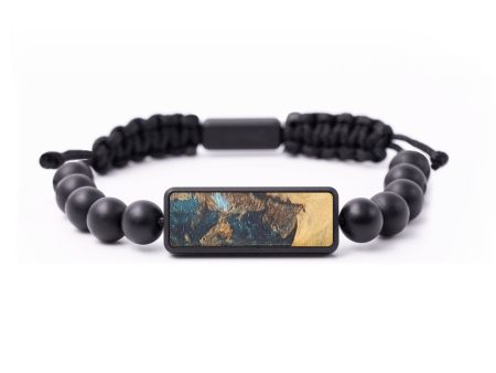 Onyx Bead Wood+Resin Bracelet - Iesha (Teal & Gold, 675348) Supply