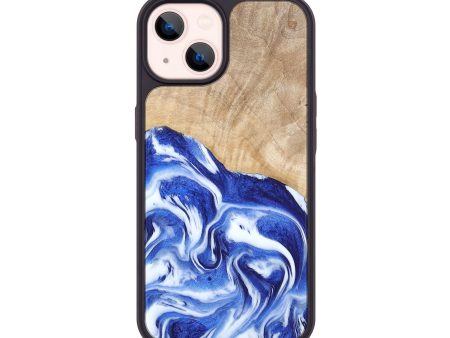 iPhone 14 Wood+Resin Phone Case - Bertha (Blue, 676692) Online now