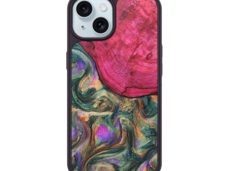 iPhone 15 Wood+Resin Phone Case - Jazmin (Green, 675969) Cheap