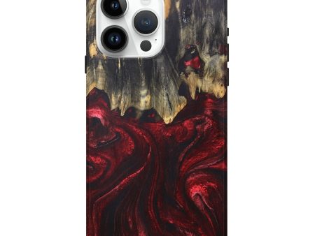 iPhone 15 Pro Max Wood+Resin Live Edge Phone Case - Addison (Red, 676392) For Cheap