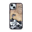 iPhone 15 Wood+Resin Phone Case - Iva (Black & White, 673424) Supply