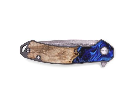 EDC Wood+Resin Pocket Knife - Erma (Blue, 676997) Online