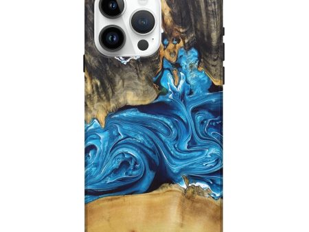 iPhone 15 Pro Max Wood+Resin Live Edge Phone Case - Alexia (Blue, 676418) Discount