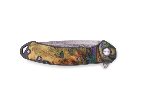 EDC Wood+Resin Pocket Knife - Ryleigh (Teal & Gold, 676930) Online