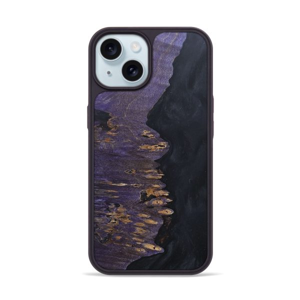 iPhone 15 Wood+Resin Phone Case - Kash (Pure Black, 676303) Online Sale