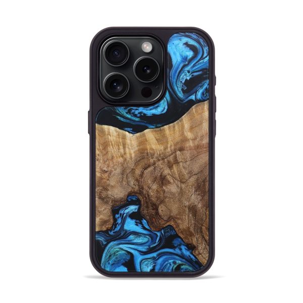 iPhone 15 Pro Wood+Resin Phone Case - Gregory (Blue, 675924) Sale