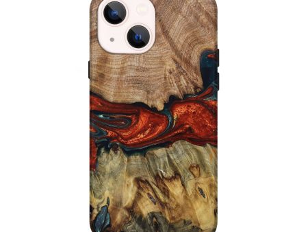 iPhone 14 Wood+Resin Live Edge Phone Case - Ayden (Red, 676866) Discount