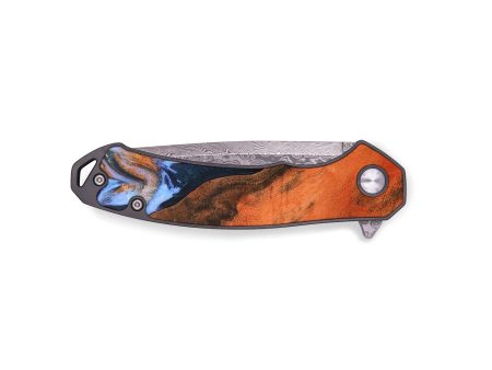 EDC Wood+Resin Pocket Knife - August (Teal & Gold, 676934) Fashion