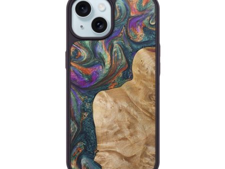 iPhone 15 Wood+Resin Phone Case - Jax (Green, 674255) Discount