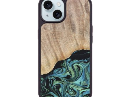 iPhone 15 Wood+Resin Phone Case - Forrest (Green, 672951) Online Hot Sale