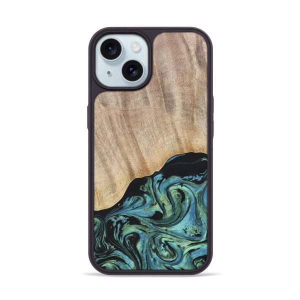 iPhone 15 Wood+Resin Phone Case - Forrest (Green, 672951) Online Hot Sale