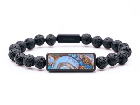 Lava Bead ResinArt Bracelet - Kizzy (Teal & Gold, 675556) For Sale