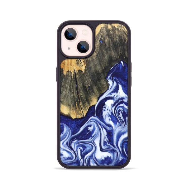 iPhone 14 Wood+Resin Phone Case - Charlie (Blue, 676644) Online