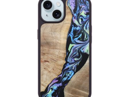 iPhone 15 Wood+Resin Phone Case - Emilia (Aurora, 673654) on Sale