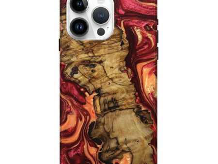 iPhone 15 Pro Max Wood+Resin Live Edge Phone Case - Anaya (Red, 674679) Fashion